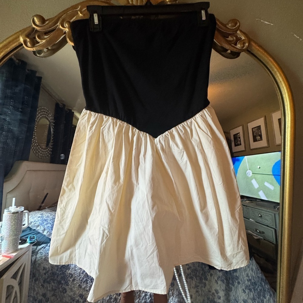 Black and cream Strapless tube top Dress - Picture 2 of 7